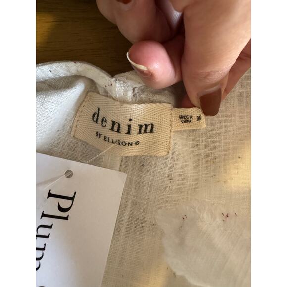 Denim by Ellison Cotton Top White Colorful Splatter Women's Medium Shoulder Knot - Picture 5 of 5